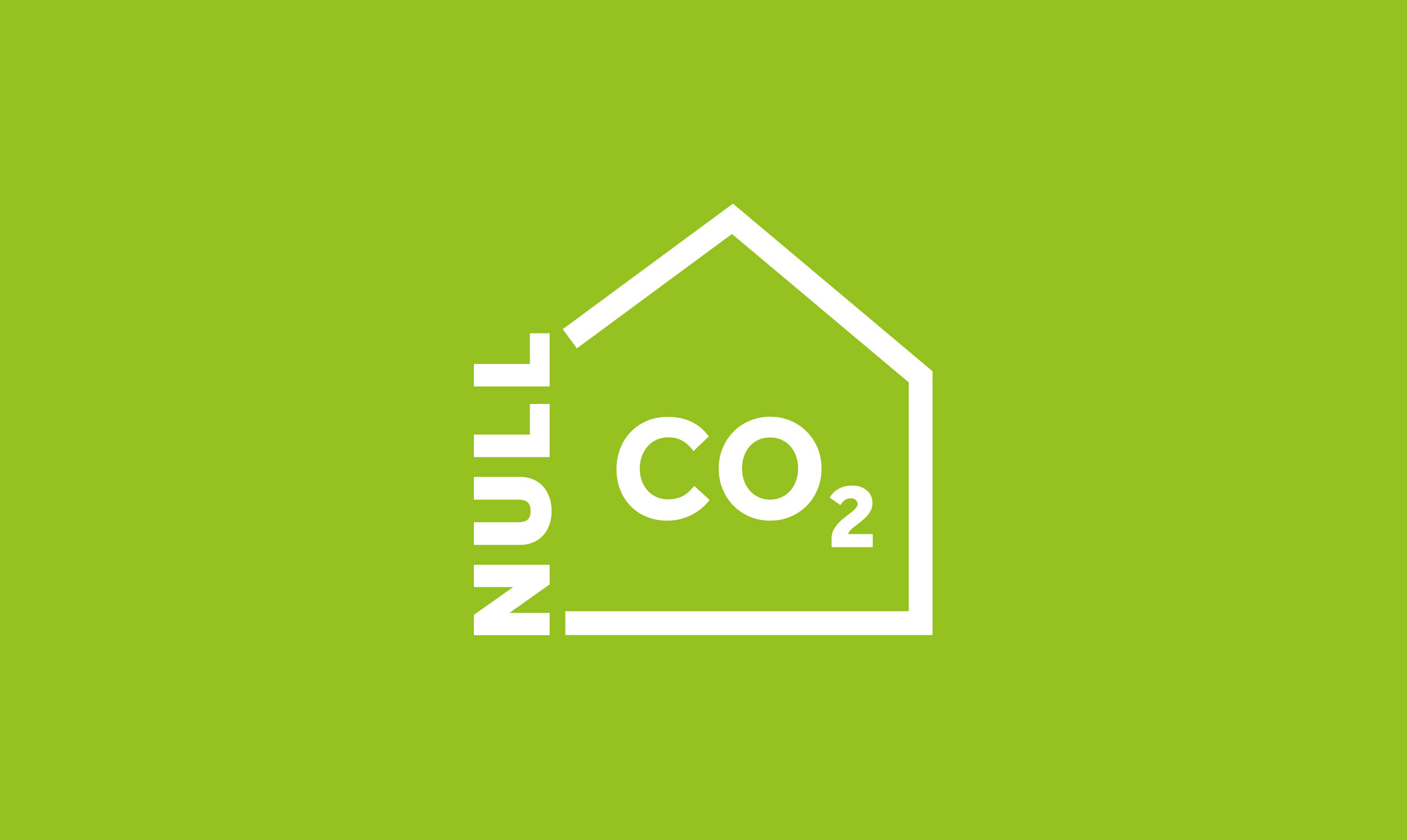 Ein grafisches Bild von einem Haus, in dem drin steht: Null CO2